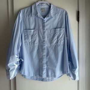 Maeve Blue Button Down Shirt Long Sleeve Tie Cuff Pockets Women's Size M